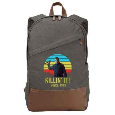 Killin' It Since 1978 Retro Horror Movie Cotton Canvas Backpack