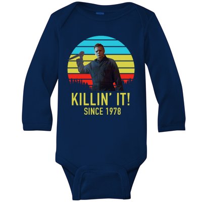 Killin' It Since 1978 Retro Horror Movie Baby Long Sleeve Bodysuit