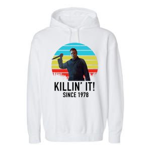 Killin' It Since 1978 Retro Horror Movie Garment-Dyed Fleece Hoodie