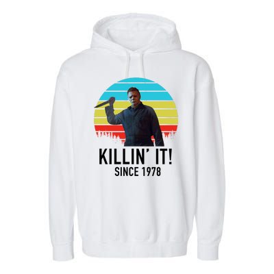 Killin' It Since 1978 Retro Horror Movie Garment-Dyed Fleece Hoodie