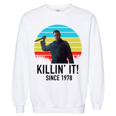 Killin' It Since 1978 Retro Horror Movie Garment-Dyed Sweatshirt