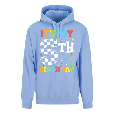 Kids Its My 5th Birthday Boy 5 Five Racing Car Flag Race Car Unisex Surf Hoodie