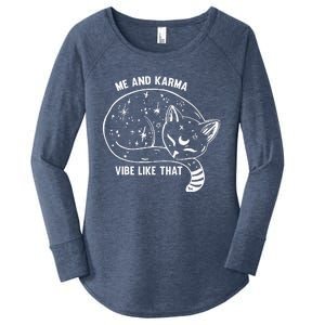 Karma Is My Boyfriend Me And Karma Vibe Like That Cat Women's Perfect Tri Tunic Long Sleeve Shirt