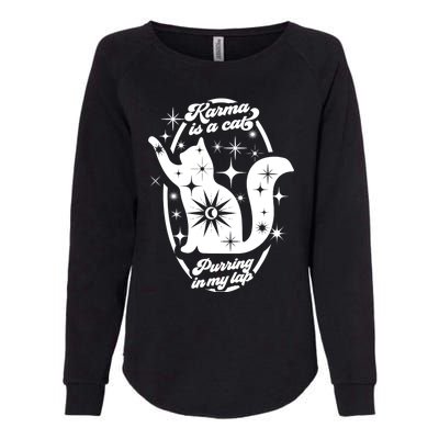 Karma Is My Boyfriend Me And Karma Vibe Like That Cat Lover Womens California Wash Sweatshirt