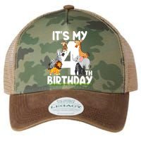 Kids It's My 4th Birthday Zoo Jungle Safari 4 Years Old Animals Legacy Tie Dye Trucker Hat