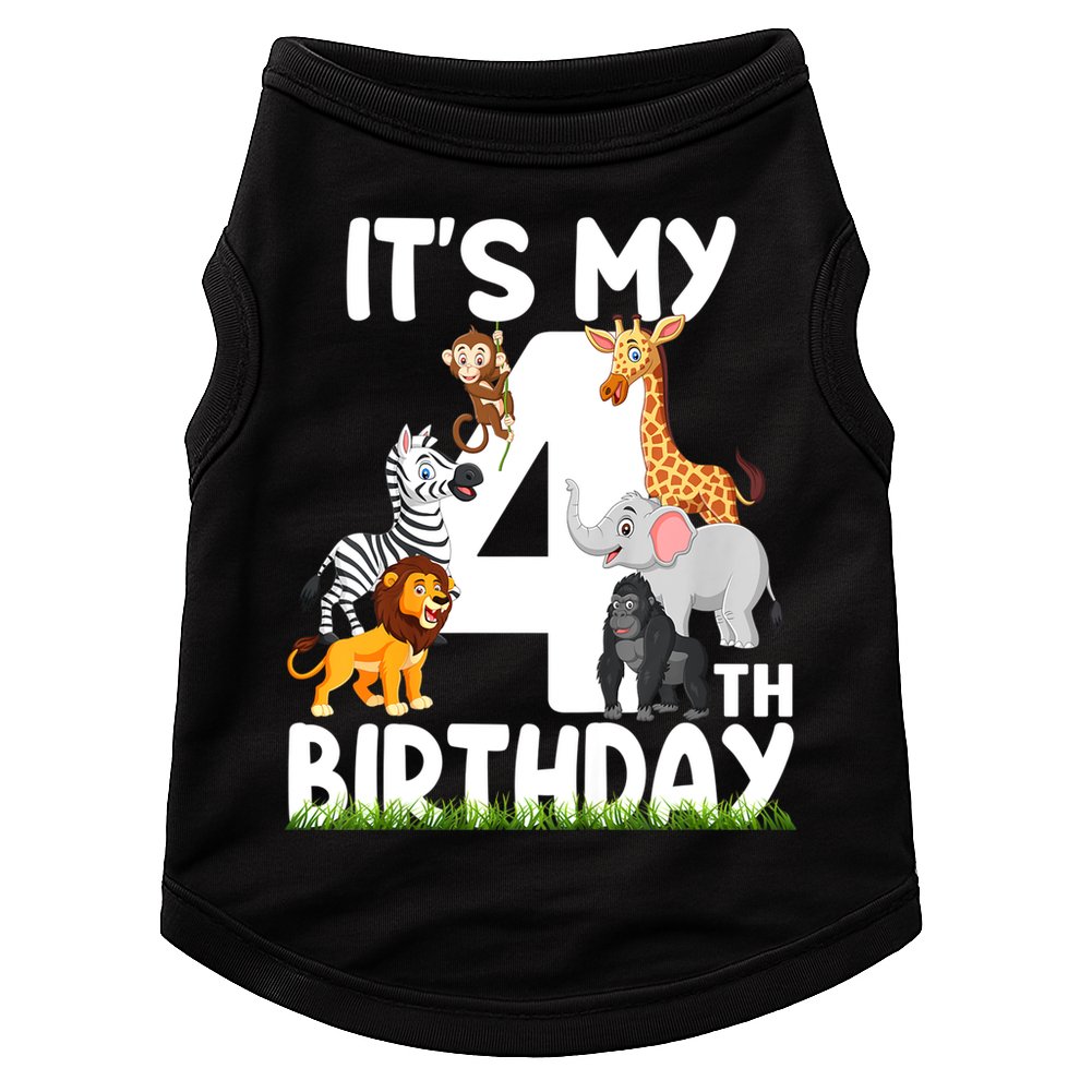 Kids It's My 4th Birthday Zoo Jungle Safari 4 Years Old Animals Doggie Tank