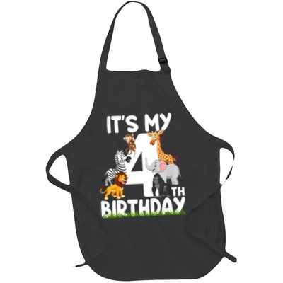 Kids It's My 4th Birthday Zoo Jungle Safari 4 Years Old Animals Apron