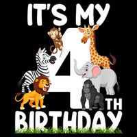 Kids It's My 4th Birthday Zoo Jungle Safari 4 Years Old Animals Apron