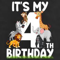Kids It's My 4th Birthday Zoo Jungle Safari 4 Years Old Animals 11oz C Handle Ceramic Mug
