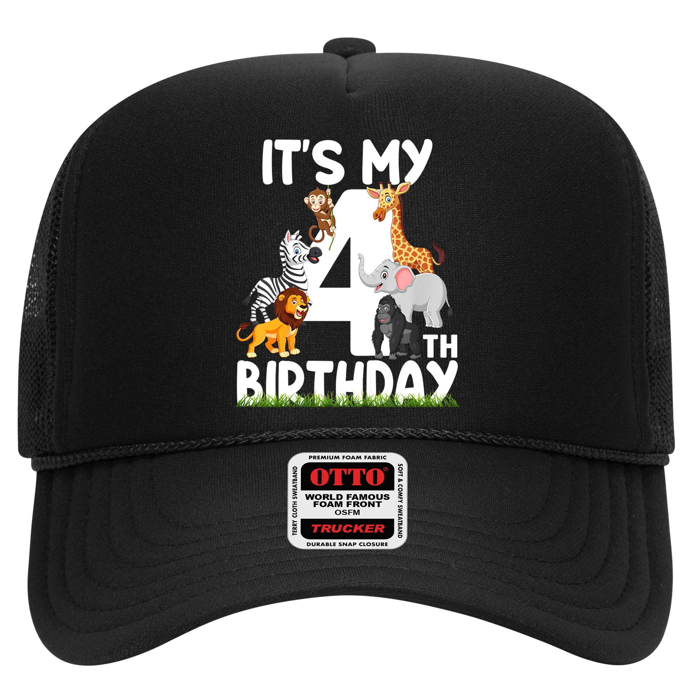 Kids It's My 4th Birthday Zoo Jungle Safari 4 Years Old Animals Hat