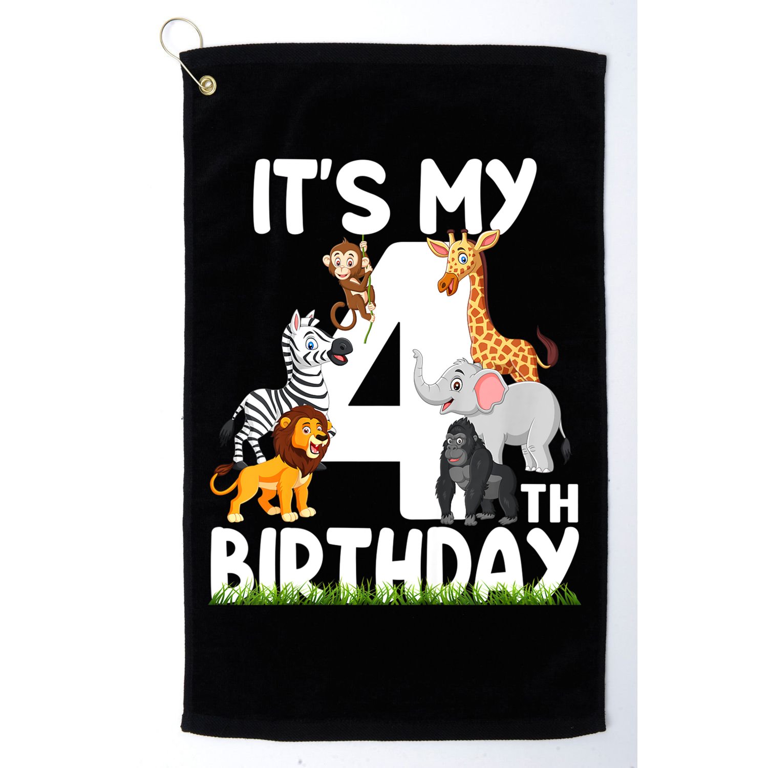 Kids It's My 4th Birthday Zoo Jungle Safari 4 Years Old Animals Golf Towel