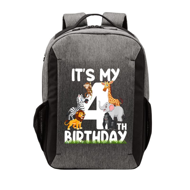 Kids It's My 4th Birthday Zoo Jungle Safari 4 Years Old Animals Vector Backpack