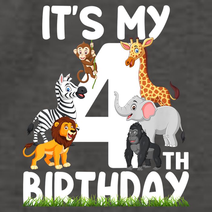 Kids It's My 4th Birthday Zoo Jungle Safari 4 Years Old Animals Vector Backpack