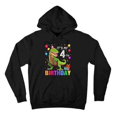 Kids Its My 4th Birthday Happy 4 Year T Rex Hoodie