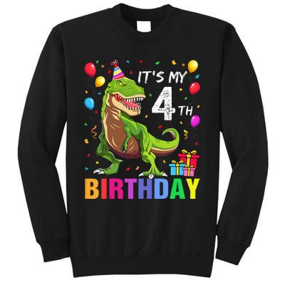 Kids Its My 4th Birthday Happy 4 Year T Rex Sweatshirt