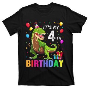 Kids Its My 4th Birthday Happy 4 Year T Rex T-Shirt