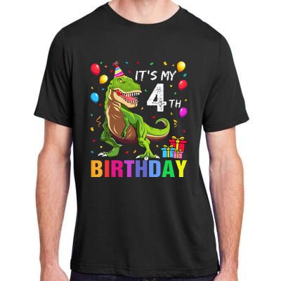 Kids Its My 4th Birthday Happy 4 Year T Rex Adult ChromaSoft Performance T-Shirt