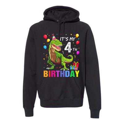 Kids Its My 4th Birthday Happy 4 Year T Rex Premium Hoodie