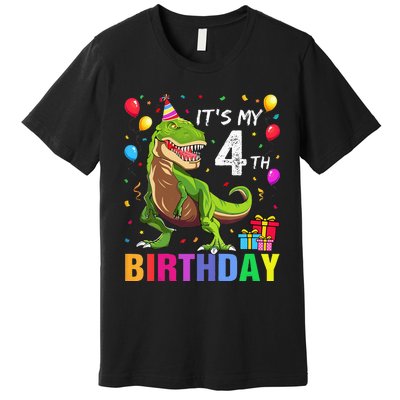 Kids Its My 4th Birthday Happy 4 Year T Rex Premium T-Shirt