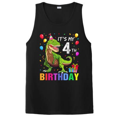 Kids Its My 4th Birthday Happy 4 Year T Rex PosiCharge Competitor Tank