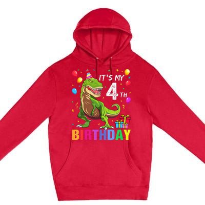 Kids Its My 4th Birthday Happy 4 Year T Rex Premium Pullover Hoodie