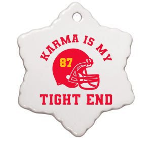 Karma Is My Tight End American Football Ceramic Star Ornament