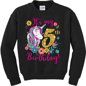 K.i.d.s It's My 5th Birthday Unicorn Lover Funny Birthday Girls Kids Sweatshirt