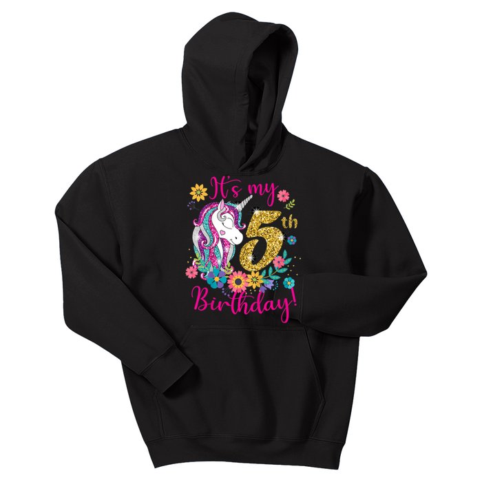 K.i.d.s It's My 5th Birthday Unicorn Lover Funny Birthday Girls Kids Hoodie