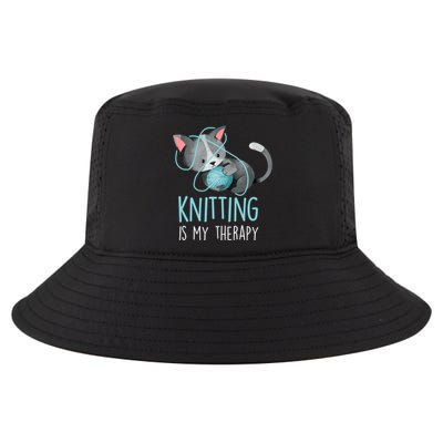 Knitting Is My Therapy Gift Funny Crocheting Cat Lover Great Gift Cool Comfort Performance Bucket Hat