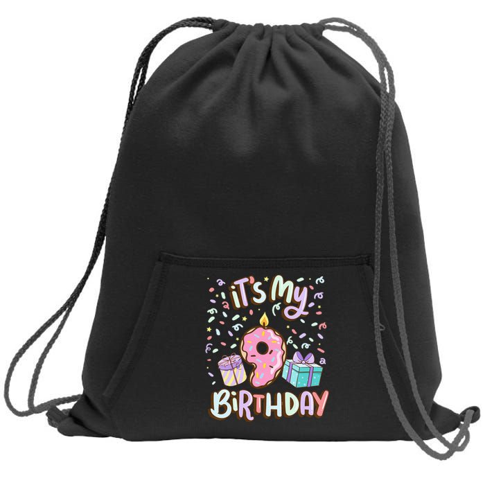 Kids Its My 9th Birthday Cake Donut 9 Year Old Confetti Sweatshirt Cinch Pack Bag