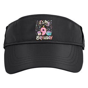 Kids Its My 9th Birthday Cake Donut 9 Year Old Confetti Adult Drive Performance Visor