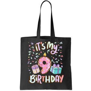 Kids Its My 9th Birthday Cake Donut 9 Year Old Confetti Tote Bag