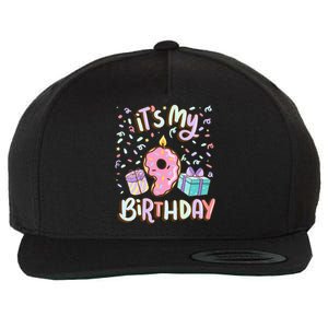 Kids Its My 9th Birthday Cake Donut 9 Year Old Confetti Wool Snapback Cap