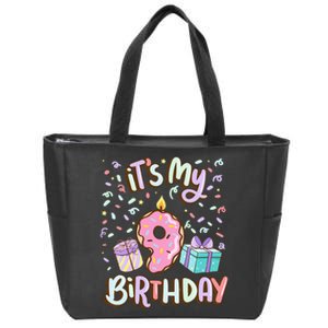 Kids Its My 9th Birthday Cake Donut 9 Year Old Confetti Zip Tote Bag