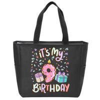 Kids Its My 9th Birthday Cake Donut 9 Year Old Confetti Zip Tote Bag