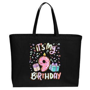 Kids Its My 9th Birthday Cake Donut 9 Year Old Confetti Cotton Canvas Jumbo Tote