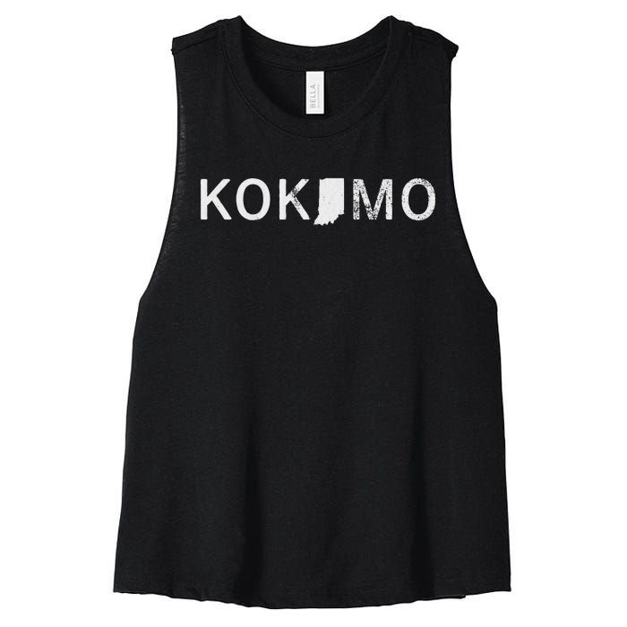 Kokomo Indiana Map Women's Racerback Cropped Tank