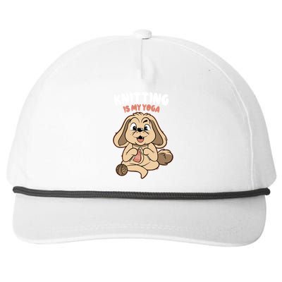 Knitting Is My Yoga Funny Dog Lovers Gift Snapback Five-Panel Rope Hat