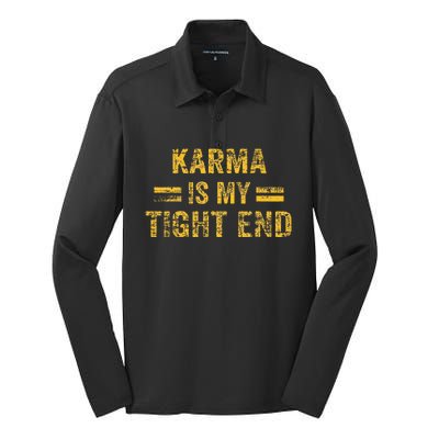 Karma Is My Tight End Silk Touch Performance Long Sleeve Polo