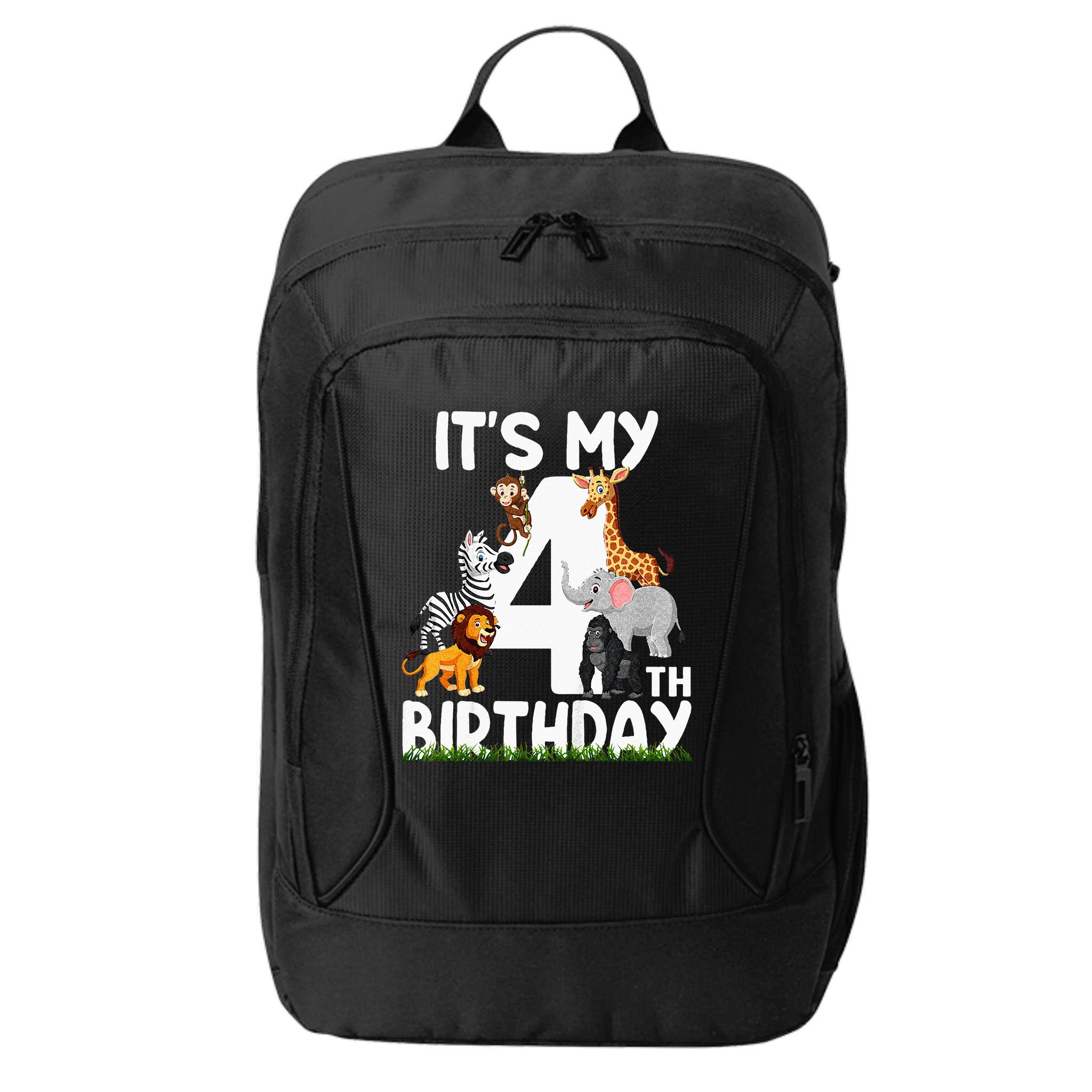 Kids Its My 4th Birthday Zoo Jungle Safari 4 Years Old Animals City Backpack