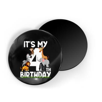 Kids Its My 4th Birthday Zoo Jungle Safari 4 Years Old Animals Magnet