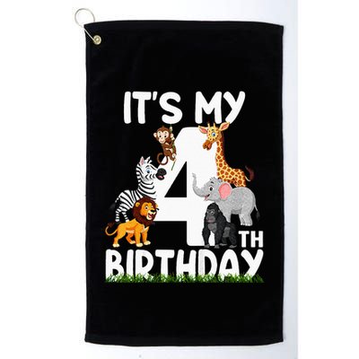 Kids Its My 4th Birthday Zoo Jungle Safari 4 Years Old Animals Golf Towel