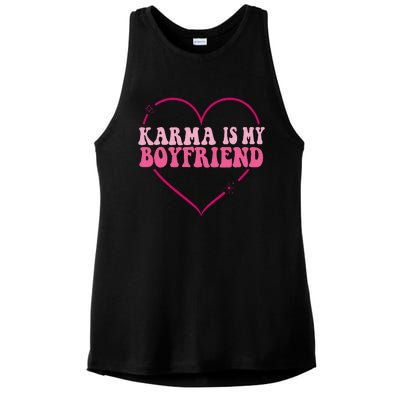 Karma Is My Partner Heart Groovy Spirituel Sarcastic Saying Ladies PosiCharge Tri-Blend Wicking Tank