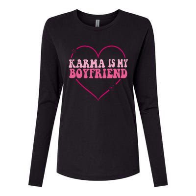 Karma Is My Partner Heart Groovy Spirituel Sarcastic Saying Womens Cotton Relaxed Long Sleeve T-Shirt