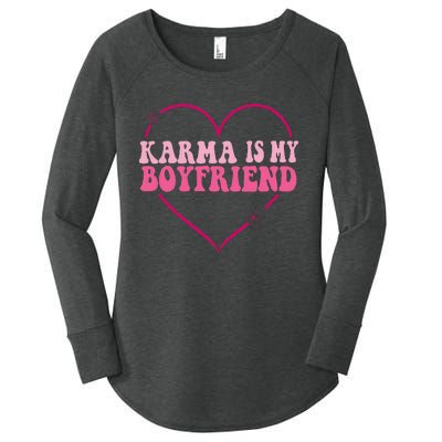 Karma Is My Partner Heart Groovy Spirituel Sarcastic Saying Women's Perfect Tri Tunic Long Sleeve Shirt