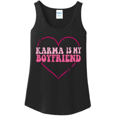 Karma Is My Partner Heart Groovy Spirituel Sarcastic Saying Ladies Essential Tank