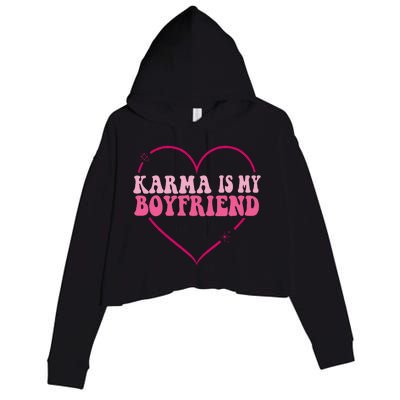 Karma Is My Partner Heart Groovy Spirituel Sarcastic Saying Crop Fleece Hoodie