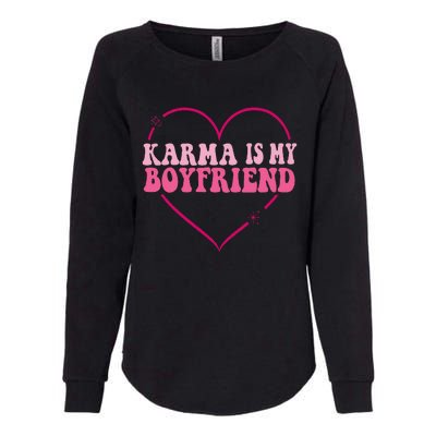 Karma Is My Partner Heart Groovy Spirituel Sarcastic Saying Womens California Wash Sweatshirt