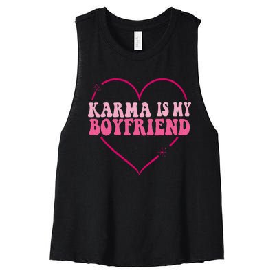 Karma Is My Partner Heart Groovy Spirituel Sarcastic Saying Women's Racerback Cropped Tank