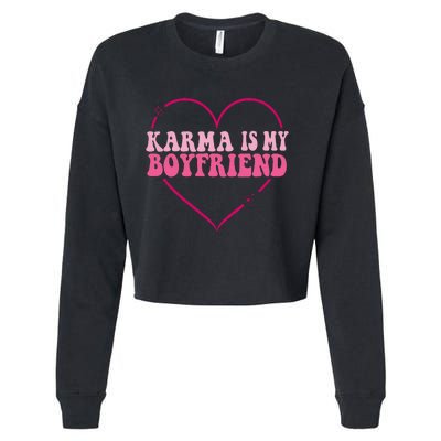 Karma Is My Partner Heart Groovy Spirituel Sarcastic Saying Cropped Pullover Crew